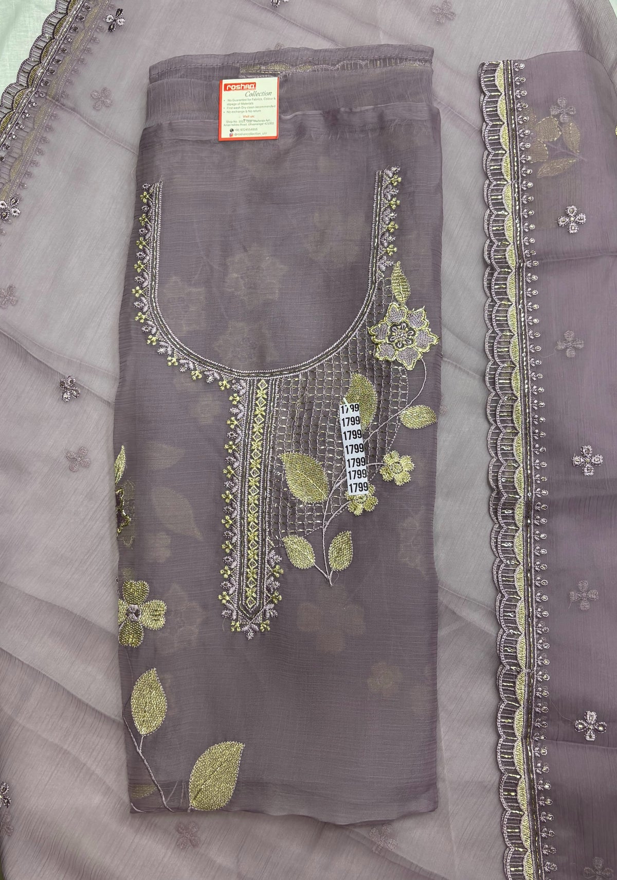 Tissue Floral Embroidered Unstitched Suit Set