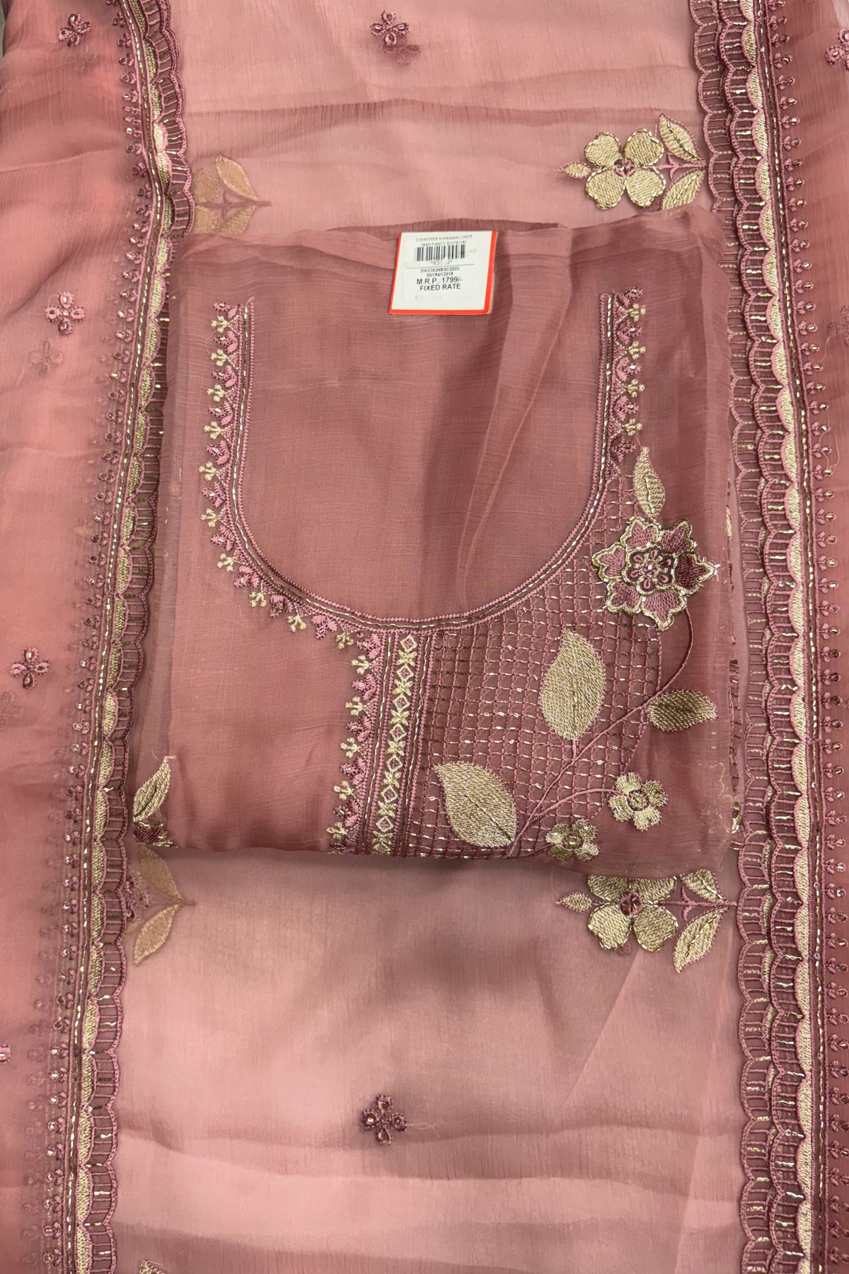 Tissue Floral Embroidered Unstitched Suit Set