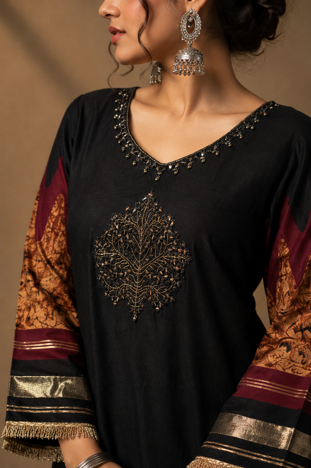 Black Embroidered Kurti & Palazzo Co-ord Set