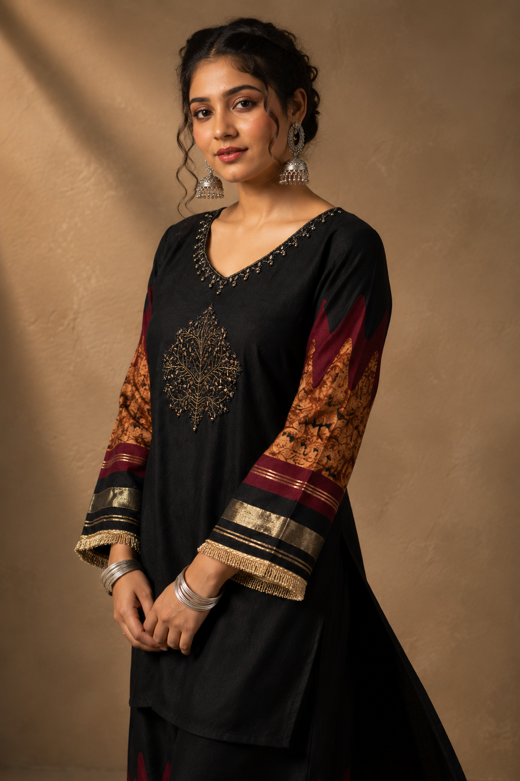 Black Embroidered Kurti & Palazzo Co-ord Set