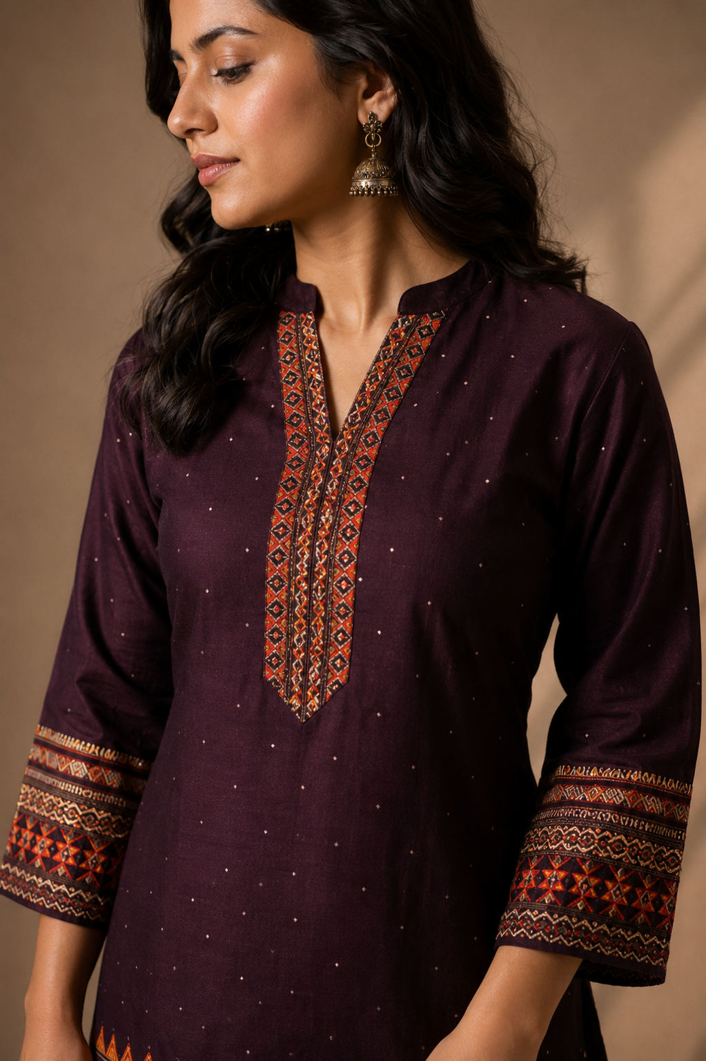 Plum Printed Kurti & Palazzo Co-ord Set