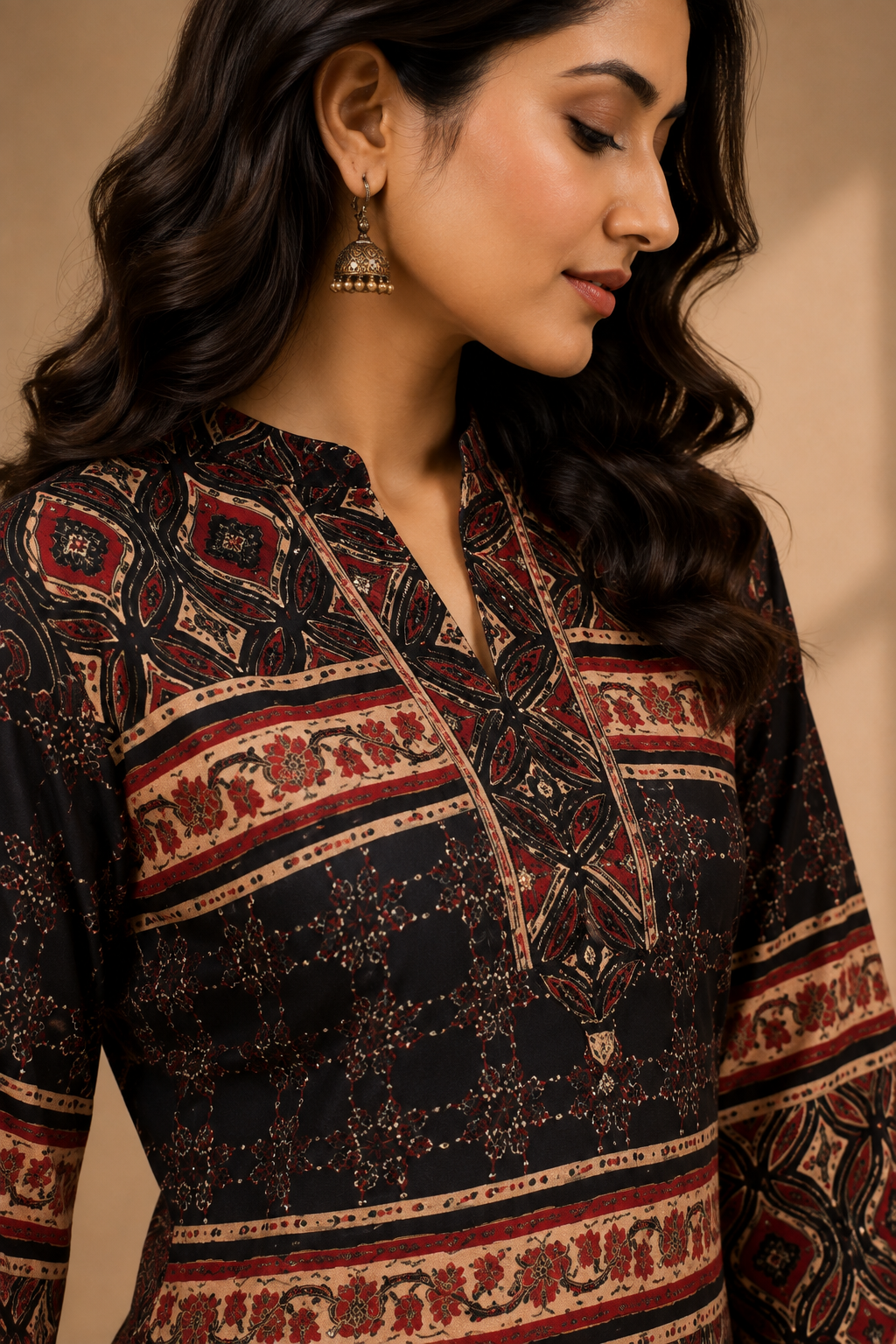 Black Printed Kurta & Palazzo Co-ord Set