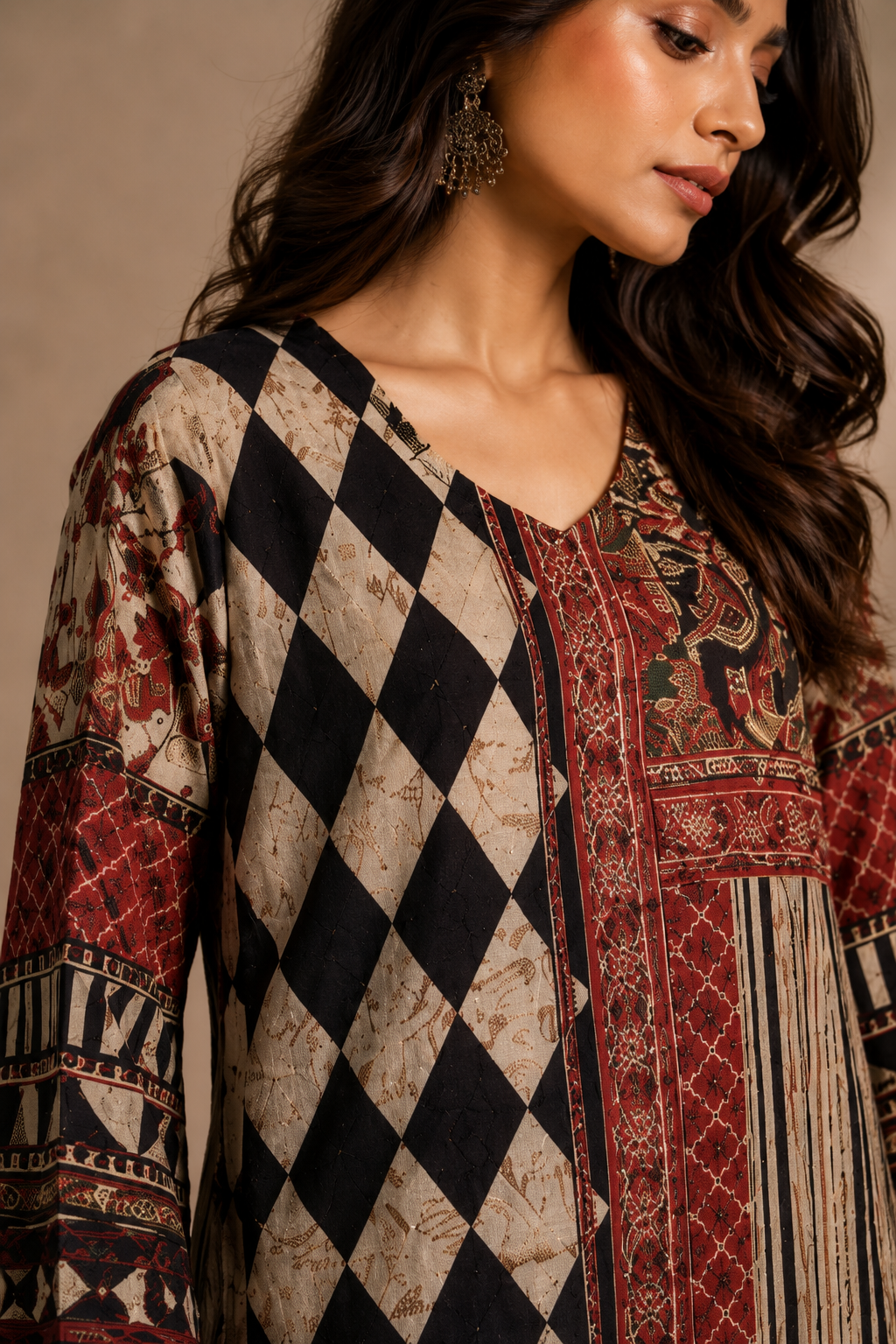 Multicolour Printed Crepe Kurta & Palazzo Coord Set