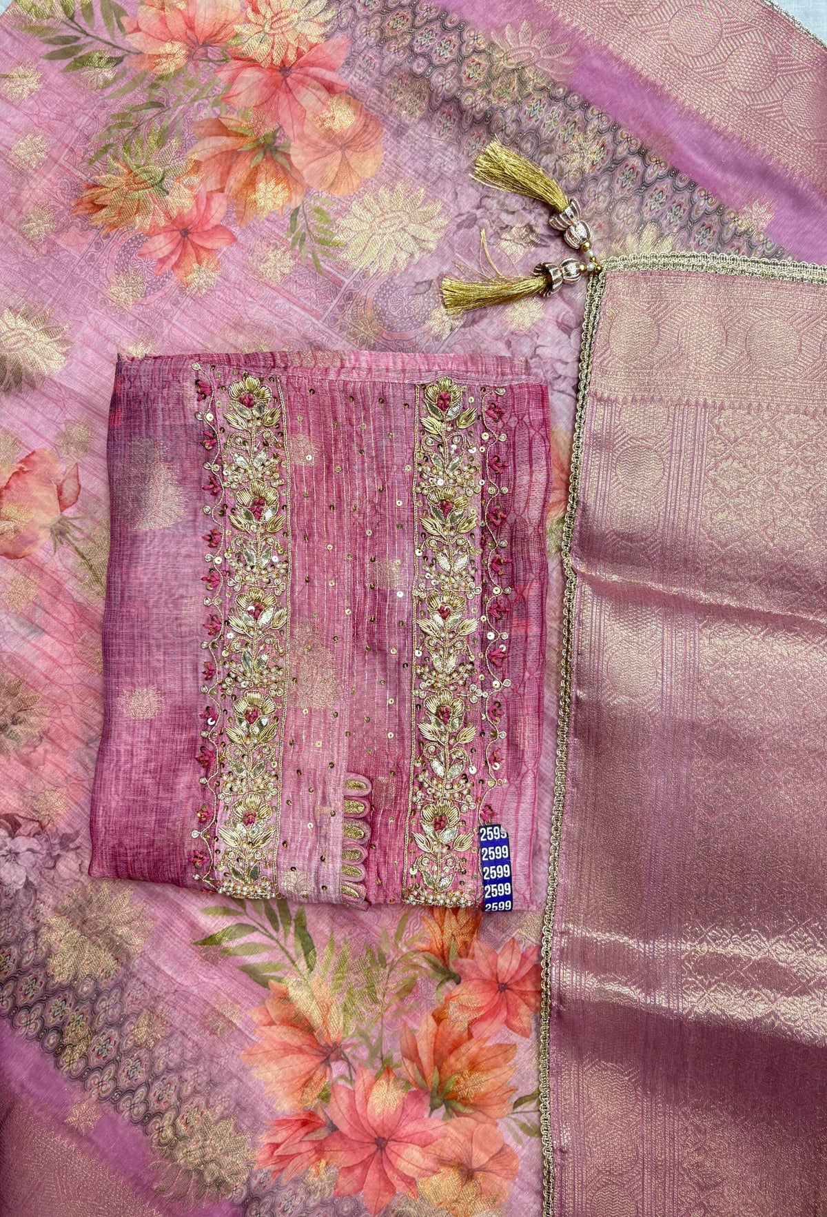 Floral Elegance Embroidered Unstitched Suit Set