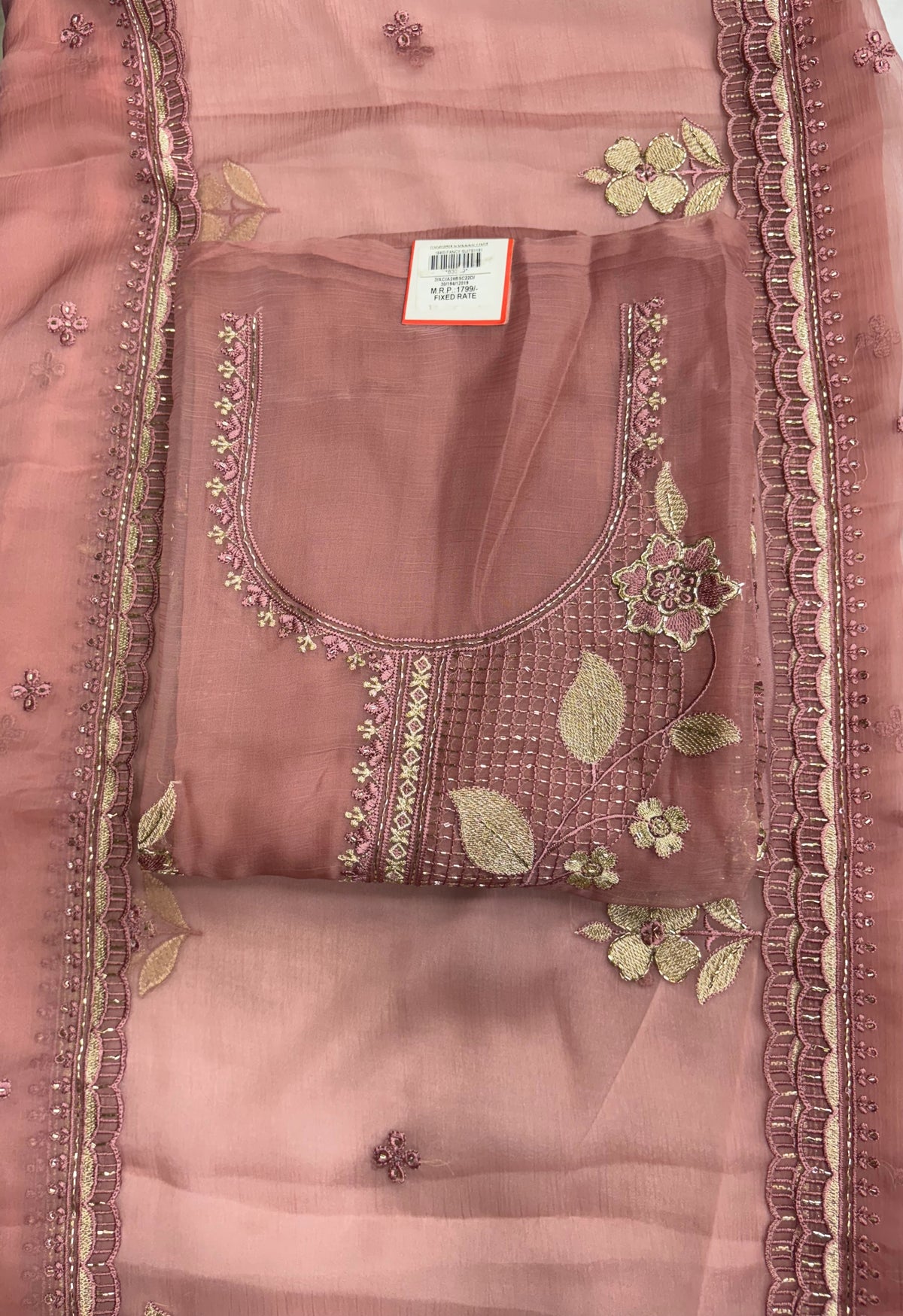 Tissue Floral Embroidered Unstitched Suit Set