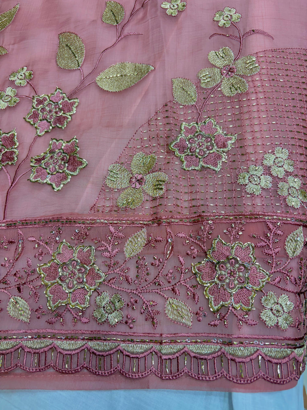 Tissue Floral Embroidered Unstitched Suit Set