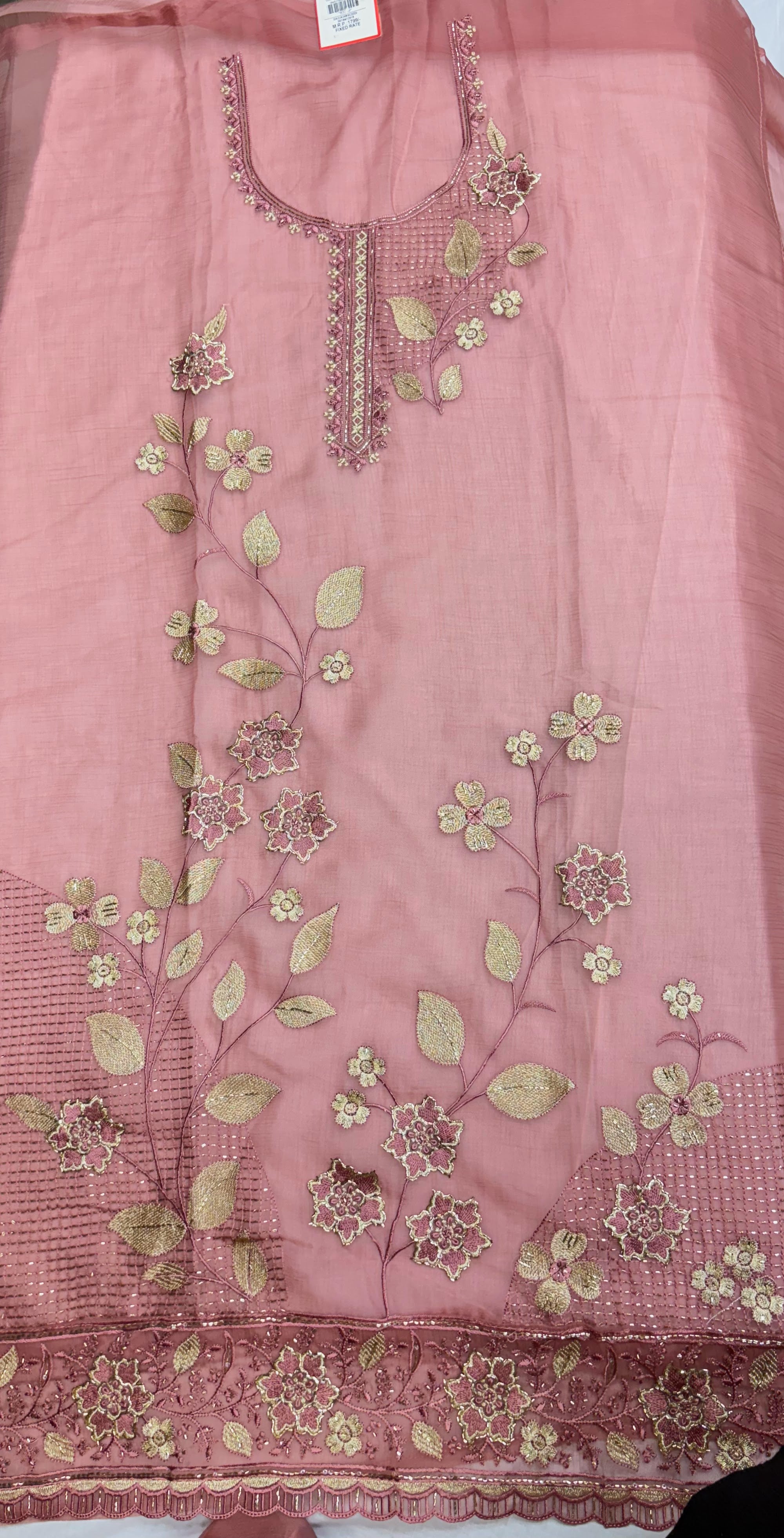 Tissue Floral Embroidered Unstitched Suit Set