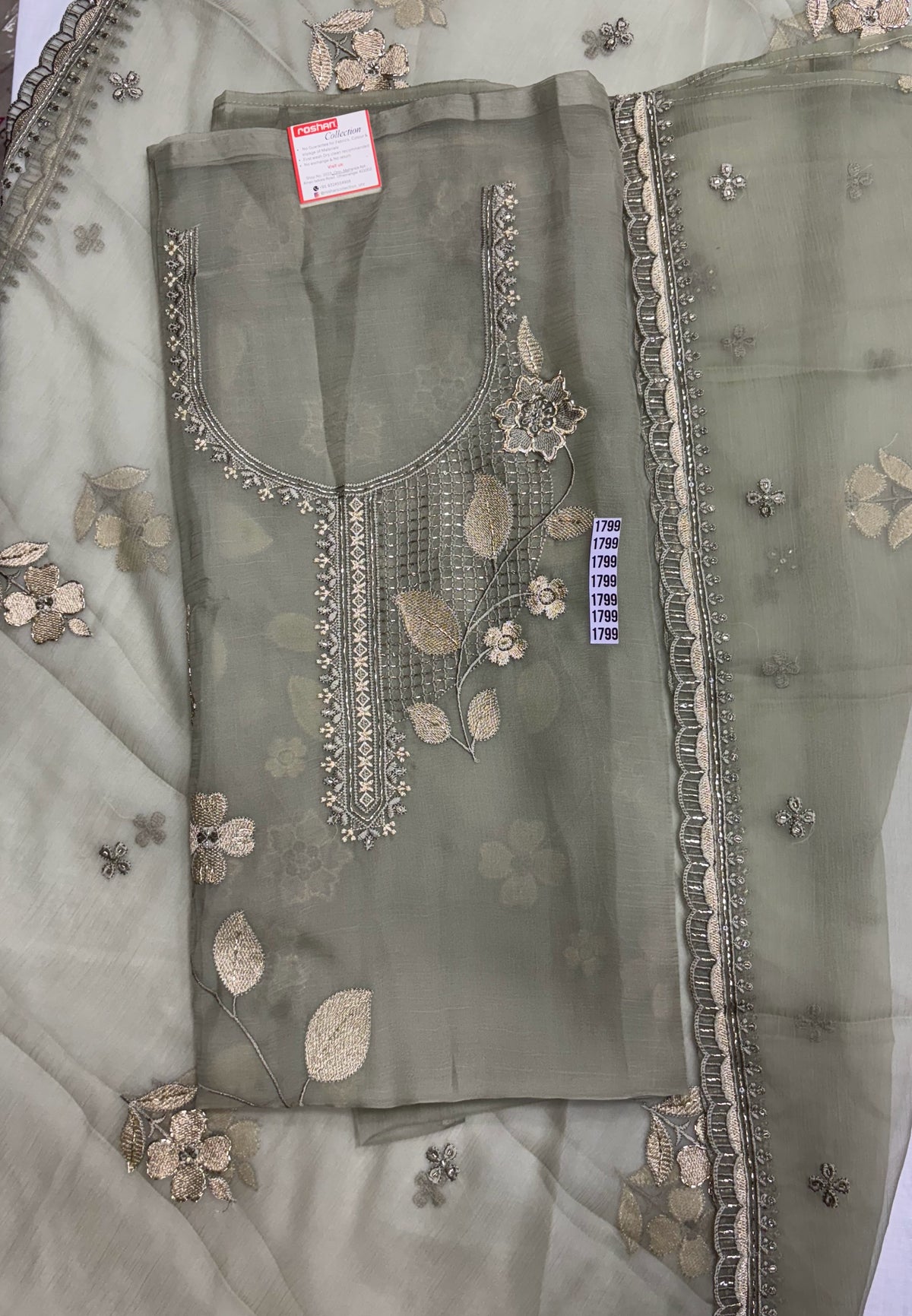Tissue Floral Embroidered Unstitched Suit Set