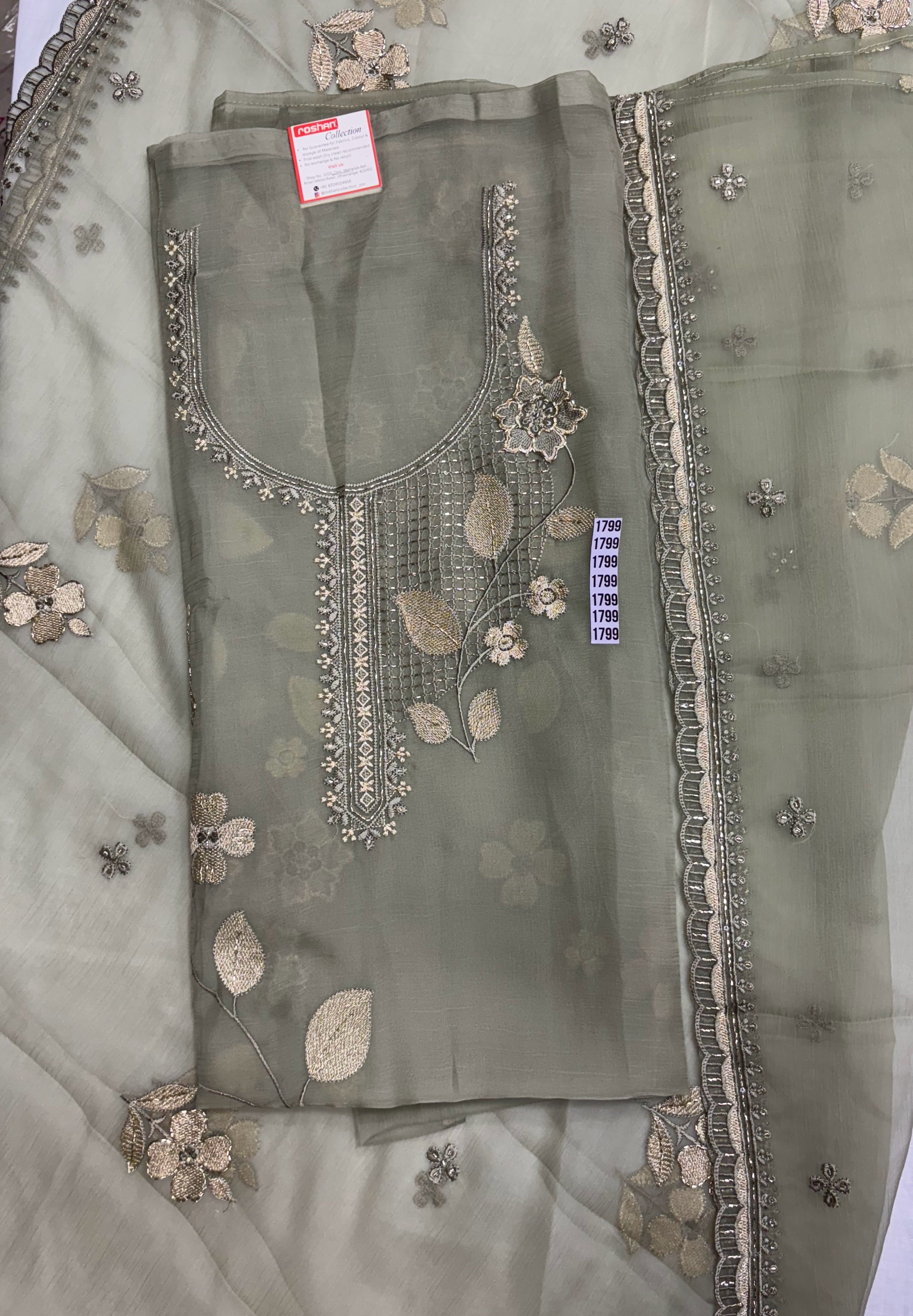 Tissue Floral Embroidered Unstitched Suit Set