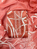 Embroidered Floral Print Unstitched Suit Set